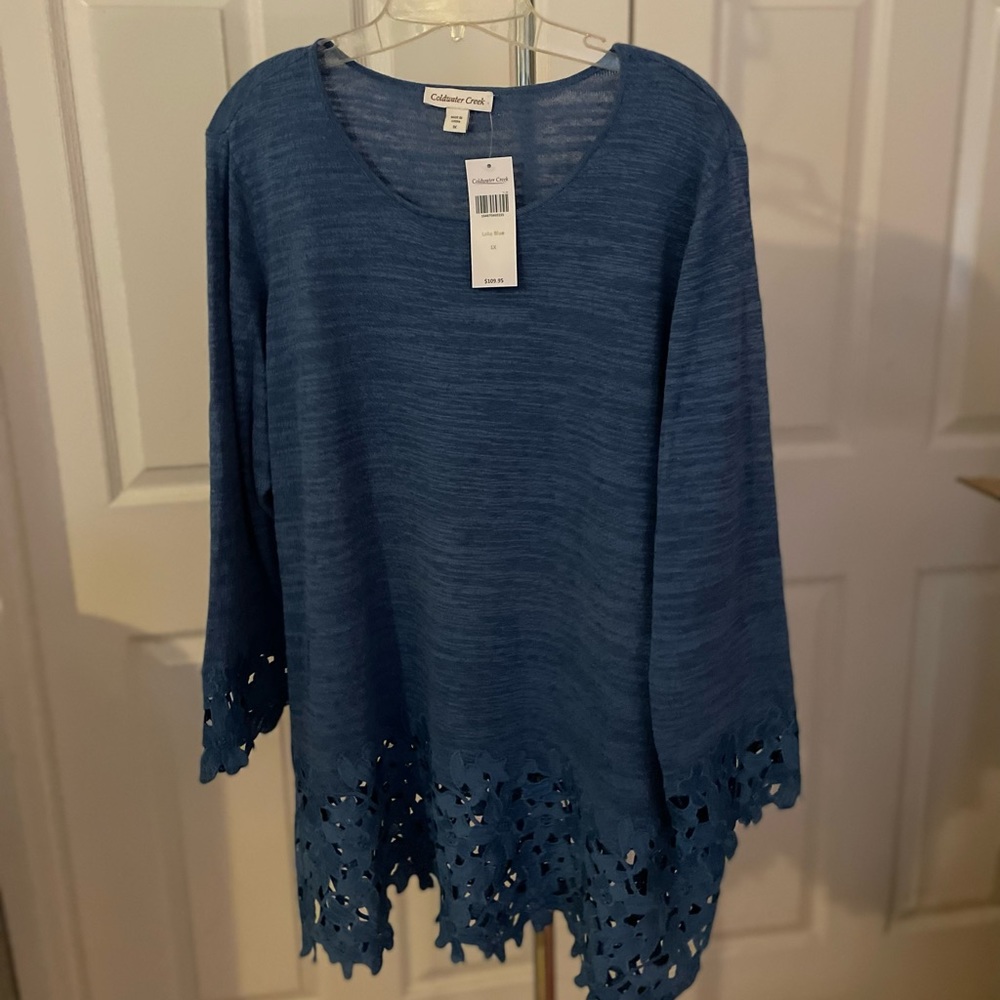 Coldwater Creek new with tags tunic with lace cut outs